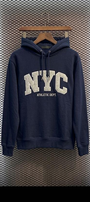 модные одежды: Худи с капюшоном NYC Athletic Dept. - Цвет: темно‑синий - Принт — 1