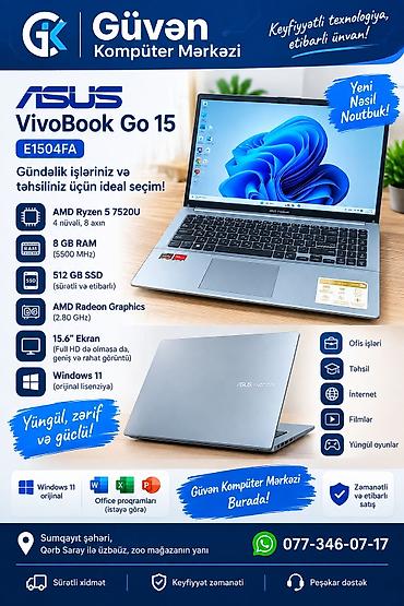 macbook pro i9: ASUS VivoBook Go 15 (E1504FA) Gündəlik iş və təhsil üçün ideal seçim — 1
