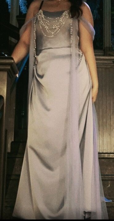 платье по фигуре: Вечернее платье, Длинная модель, Атлас, Без рукавов, Камни, L (EU 40), XL (EU 42)