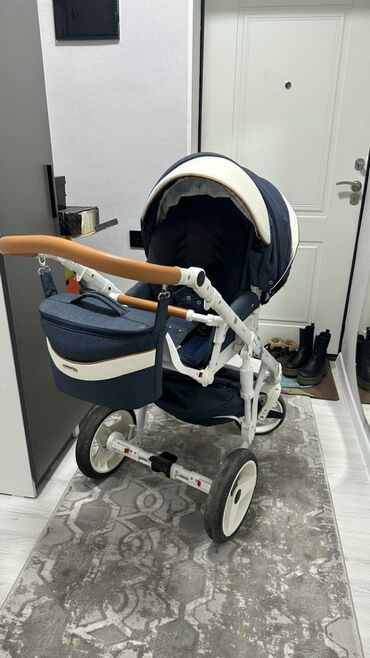 коляска babystone: Балдар арабасы, түсү - Көгүлтүр, Колдонулган