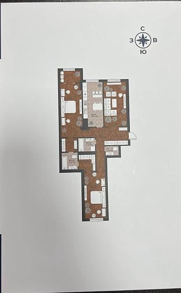 Продажа квартир: 3 комнаты, 117 м², Элитка, 6 этаж, ПСО (под самоотделку) — 5
