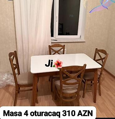 stol plasmas: Mətbəx üçün, Yeni, Açılmayan, Dördbucaq masa, 4 stul — 1