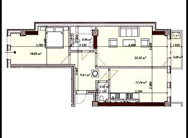 кут тауэр: 2 комнаты, 82 м², Элитка, 10 этаж, ПСО (под самоотделку) — 1