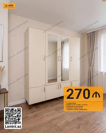 Ev üçün mebel: 4 qapılı paltar dolabı - Ölçülər: D 40 × H 200 × U 160 sm - Material — 1