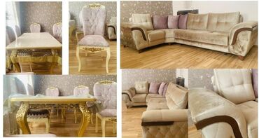Mətbəx mebeli: Künc divan, stol 8 stul Divan 550 AZN, stol, stul 490 AZN satılır