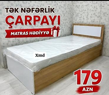 embawood dolablar: Tək nəfərlik çarpayı – 179 AZN - Dizayn: ağ və ağac teksturasının — 1