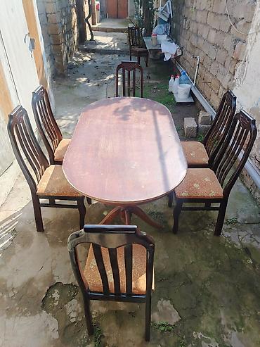 müdir masası: Ağac yemək dəsti – oval masa və 6 stul - Material: massiv ağac — 3