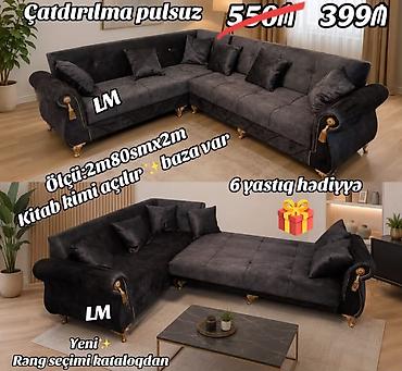 divanlar lalafo: L‑şəkilli yumşaq künc dəsti - Ölçü: 2 m 80 sm x 2 m - Mexanizm: kitab — 1