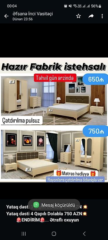 *Yataq dəsti 3 qapılı Dolabla 650 AZN 💥* *Yataq dəsti 4 Qapılı Dolabla lalafo.az -da *Yataq dəsti 3 qapılı Dolabla 650 AZN 💥* *Yataq dəsti 4 Qapılı Dolabla