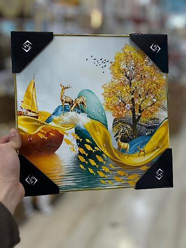Şəkillər, tablolar: Şüşə üzərində 3D dekorlu tablo seti Divar tablosu Ölçü : 27x27 — 5