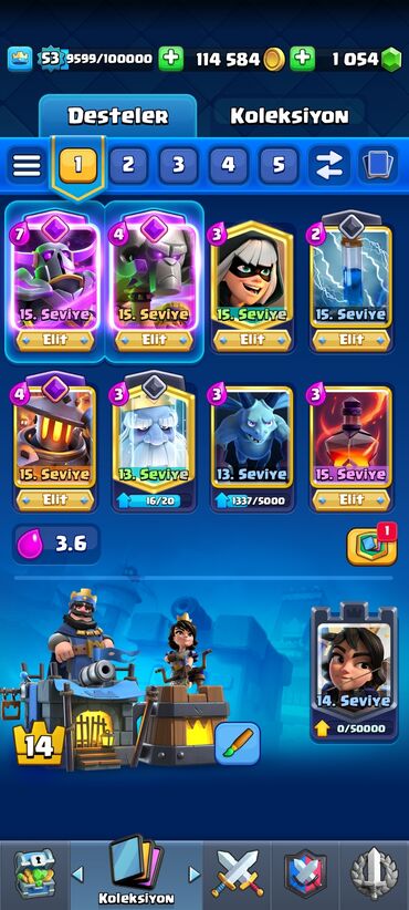 Digər kolleksiyalar: Clash Royale hesabı - Kral səviyyəsi: 53 - Kupa Yolu: 11 450 kubok — 6