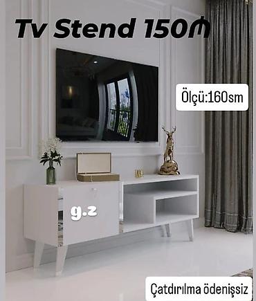tv 43: TV stend – 160 sm - Rəng: ağ, modern minimal dizayn - Material — 1