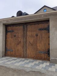 Həyət darvazaları: İşlənmiş Dəmir Həyət darvazası, Yana açılan, 3 m, Mexaniki, Qapı ilə, rəng - Qəhvəyi — 5