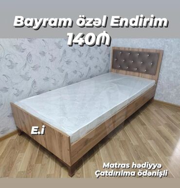 Çarpayılar: Yeni, Təknəfərlik çarpayı, Bazasız, Matras ilə, Siyirməsiz, Azərbaycan — 20