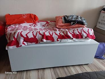 Sandıqlar: Ağ rəngli taxta oturacaq-sandıq (saxlama çemodanı) - Material — 3