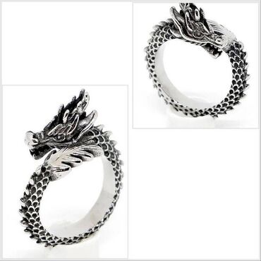 кольцо мужское: Кольцо мужское "Черный дракон" из ювелирной стали высшего качества