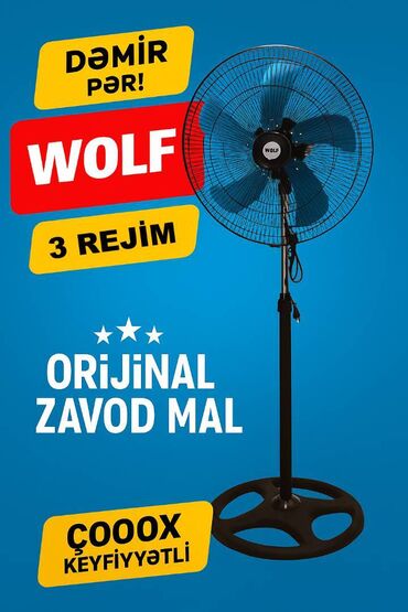 💨 WOLF Vintilyatoru – Güclü Sərinlik Sizinlə! ✅ 3 fərqli işləmə rejimi