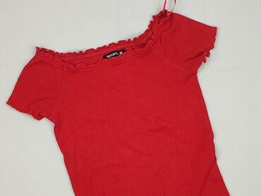 czerwona bluzka z dekoltem v: Terranova, Women's blouse, size XS