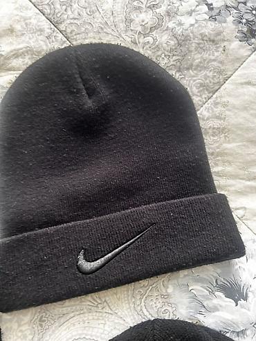 Toxunma, trikotaj papaqlar: Qara rəngli qış papaqları dəsti - Nike bini: qatlana bilən kənarlı — 2