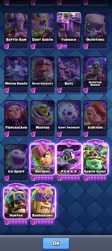 velosiped desna 2: İdeal clash royale hesabı
8000 kupa
3600 elmas 
5 evo
3 hero — 3