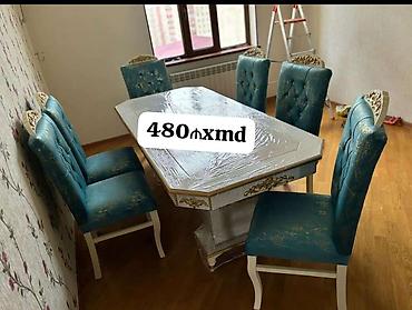 stul örtüyü: Qonaq otağı üçün, Yeni, Açılmayan, Oval masa, 6 stul — 1