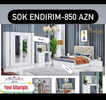 Yataq otağı dəstləri: İkinəfərlik çarpayı, Dolab, Termo, 2 tumba, Azərbaycan, Yeni — 4