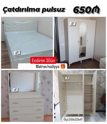 yeni yataq mebel destleri: *Yataq Dəsti 650Azn💥* ✔️Matras hədiyyə ✔️Rəng seçimi var *✔️