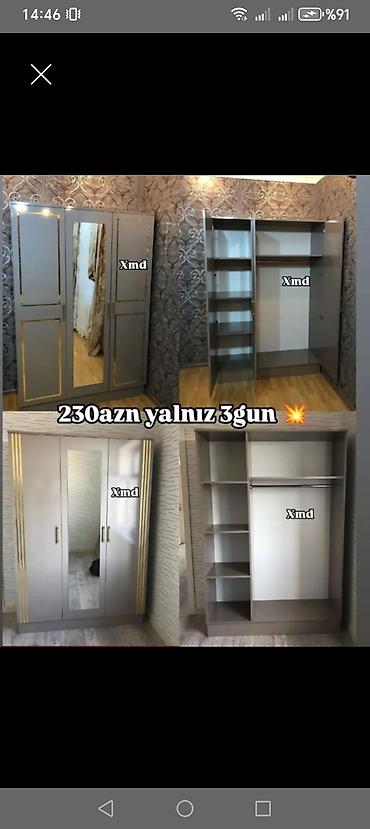şeki: Yeni, 3 qapılı, Güzgülü, Boz, Açılan, Düz dolab — 1