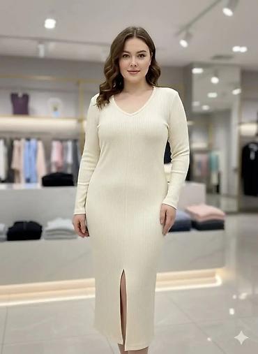 Haljine: Ženska rebrasta midi haljina sa dugim rukavima od S do 4xl - Kroj — 2