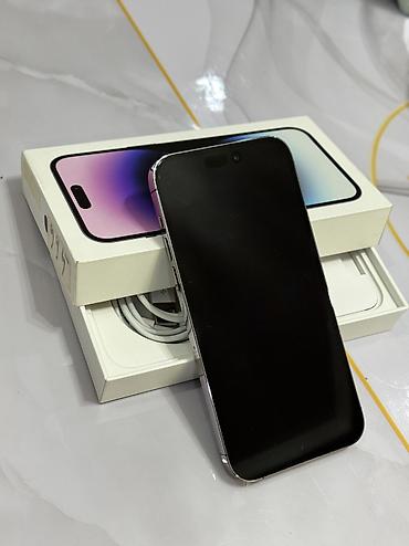 Уюлдук телефондор жана аксессуарлар: IPhone 14 Pro Max, Колдонулган, 128 ГБ, Deep Purple, Кабель, Куту, 79 % — 2