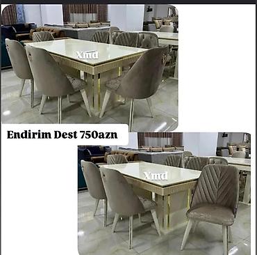 oturacaqlar: Yemək otağı dəsti - Dəst: düzbucaqlı masa + 6 ədəd stul - Masanın — 1