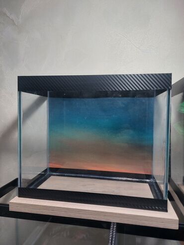 Akvariumlar: Şüşə akvarium – dekorativ fonlu modellər ölçü 30×25×15 Məhsul təsviri — 2