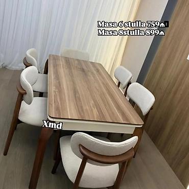 Masa və oturacaq dəstləri: Xedice 6 nəfərlik yemək dəsti - Dəst: 1 masa + 6 stul - Masa — 10