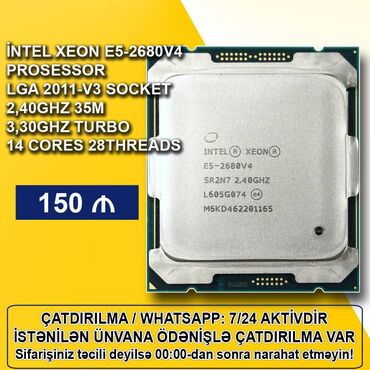intel core i7 qiymeti: Prosessor Intel Xeon Xeon E5 2680V4, 3-4 GHz, > 8 nüvə, İşlənmiş