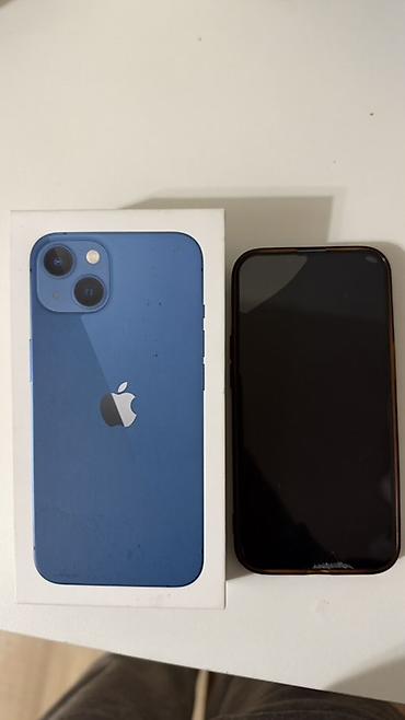 Мобильные телефоны: IPhone 13, Б/у, 512 ГБ, Голубой, Чехол, Кабель, Коробка, 79 % — 1