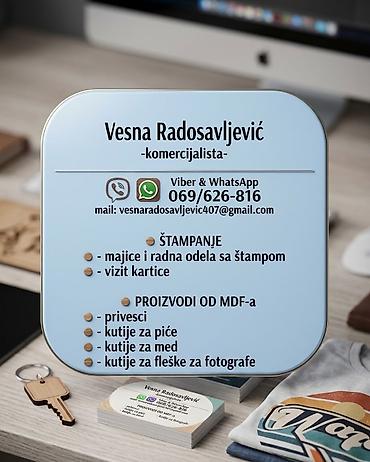 Štampa i izrada promotivnih materijala – Vesna Radosavljević