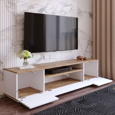 Тумбы и подставки для телевизора: Тумба и подставка для телевизора, Новый, Напольная, ЛДСП, цвет - Белый — 3