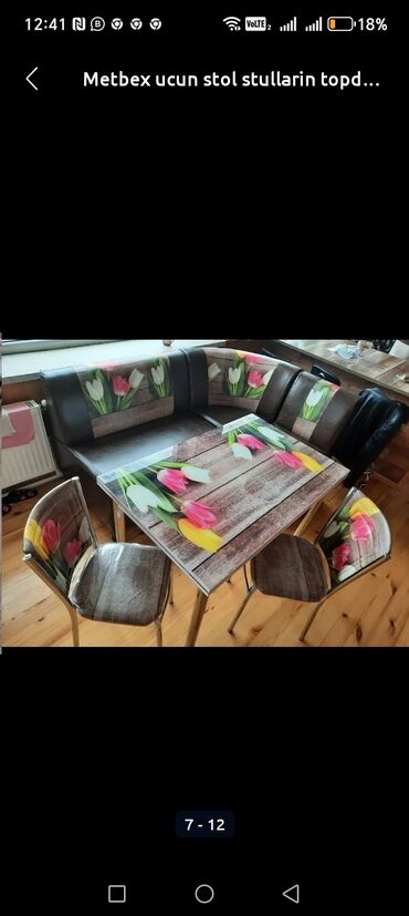 Masa və oturacaq dəstləri: Mətbəx üçün, Yeni, Açılan, Dördbucaq masa, 4 stul — 18