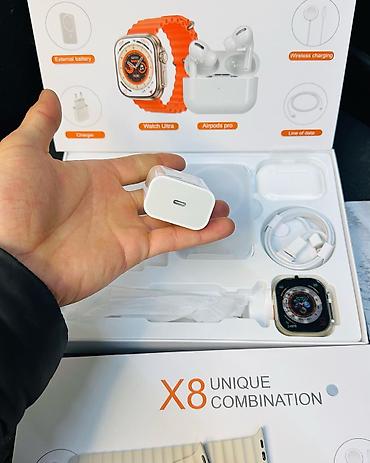 airpods 4 купить: Набор X8 🔥 Смарт-часы Ultra + наушники + аксессуары Идеальный — 8
