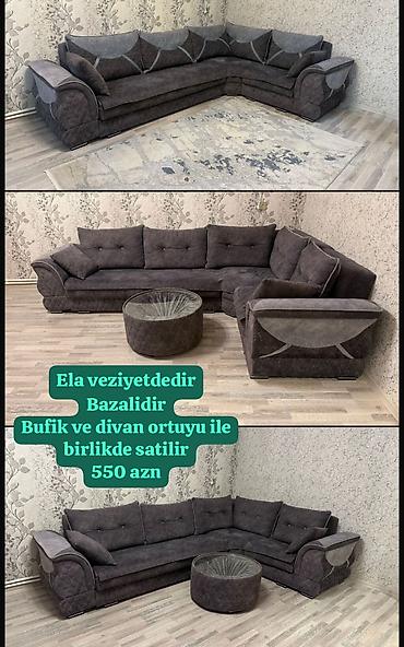 tap az kunc divanlar: Künc divan dəsti - Rəng: tünd boz, iki çalarlı dekor detallar - — 1