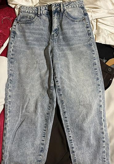 cins: Yüksək belli, açıq mavi “stonewashed” qadın cinsi şalvar — 3