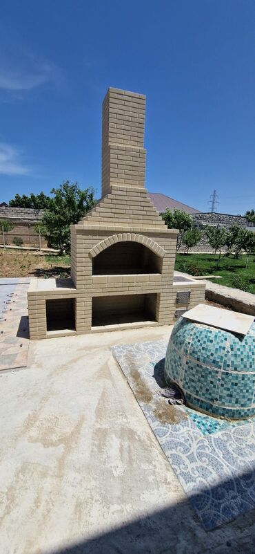 Fasad işləri: Dekorativ daş üzlük və manqal/ocaq tikinti xidməti - Həyət və fasad — 5