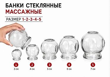 Медициналык жабдуулар: Банки массажные стеклянные №1–№5 ОПТОМ **Материал:** медицинское — 2