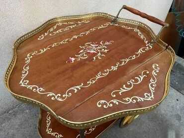 RS - Antique Drinks Carts: Stilska barska kolica za piće - intarzija - MOGUĆ PREVOZ U dobrom — 9