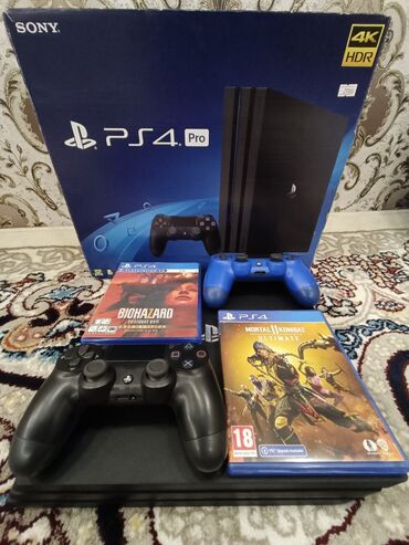 PS4 (Sony PlayStation 4): PlayStation 4 pro/1024 Гб/3 ревизия, полный комплект + бонусы: коробка