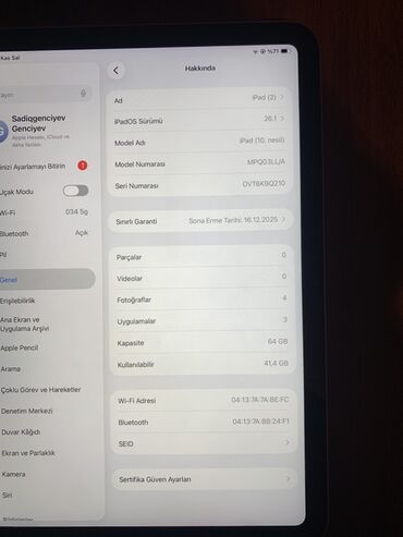 Apple iPad: İşlənmiş Apple iPad 10 (2022), 10,9", 64 GB, Ünvandan götürmə — 7