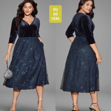 svecane haljine za trudnice: 9XL (EU 58), color - Blue, Evening, Long sleeves