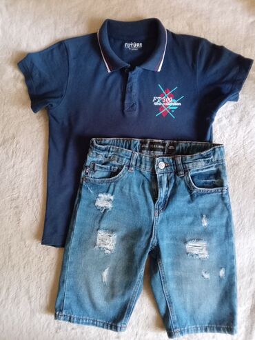 детская рубашка: Комплект, түсү - Көк, Колдонулган