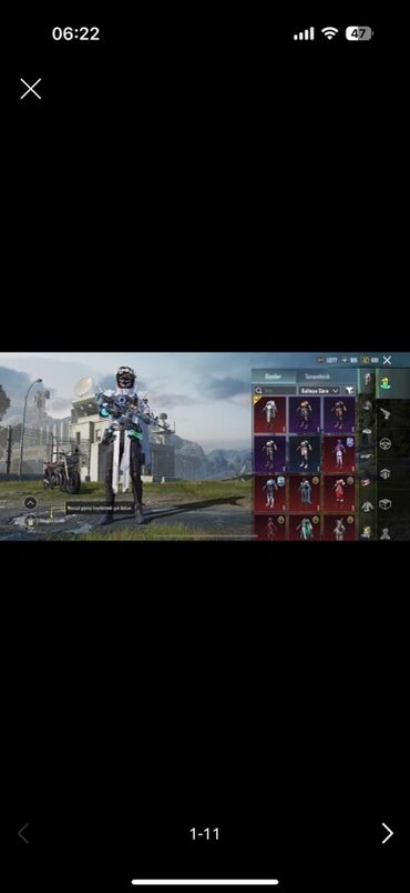 Автоэлектроника: PUBG Mobile oyunu üçün hesaba aid, bir neçə kostyum, silah görünüşləri