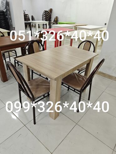 Masa və oturacaq dəstləri: Mətbəx üçün, Yeni, Açılmayan, Dördbucaq masa, 4 stul — 7